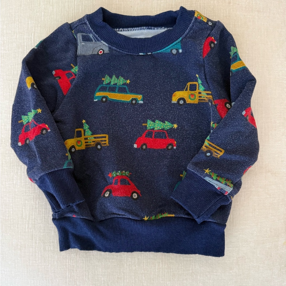 Little Sleepies Navy Holiday Car Tree Sweatshirt